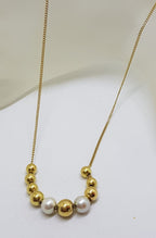 9ct Yellow Gold Pearl and Ball Necklace / Chain