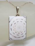 Sterling Silver Large Rectangular Shell Pendant on Silver Chain