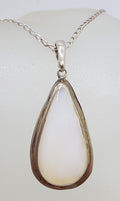 Sterling Silver Mother of Pearl Teardrop / Pear Shape Pendant on Silver Chain