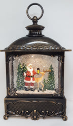 Musical Christmas Glitter Lantern – Santa with Lantern and Reindeer / Rudolph  – Christmas Ornament Design #22
