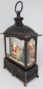 Musical Christmas Glitter Lantern – Santa with Lantern and Reindeer / Rudolph  – Christmas Ornament Design #22