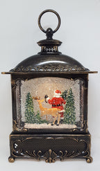 Musical Christmas Glitter Lantern – Santa with Lantern and Reindeer / Rudolph  – Christmas Ornament Design #22
