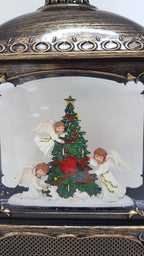 Musical Christmas Glitter Lantern – Three Angels Around the Christmas Tree  – Christmas Ornament Design #23