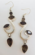 Sterling Silver Large Smokey Quartz Drop Earrings