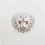 Sterling Silver Cubic Zirconia Lion Head Ring