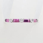 9ct White Gold Pink Tourmaline & Diamond Eternity / Stackable / Band Ring