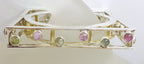 Sterling Silver Large Square Unusual Pink &amp; Green Tourmaline Bangle - Hinged