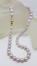 9ct Yellow Gold Ball Clasp on Pink Freshwater Pearl Necklace / Chain - Thick