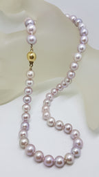 9ct Yellow Gold Ball Clasp on Pink Freshwater Pearl Necklace / Chain - Thick