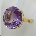 9ct Yellow Gold Large Round Claw Set Amethyst Cocktail Ring