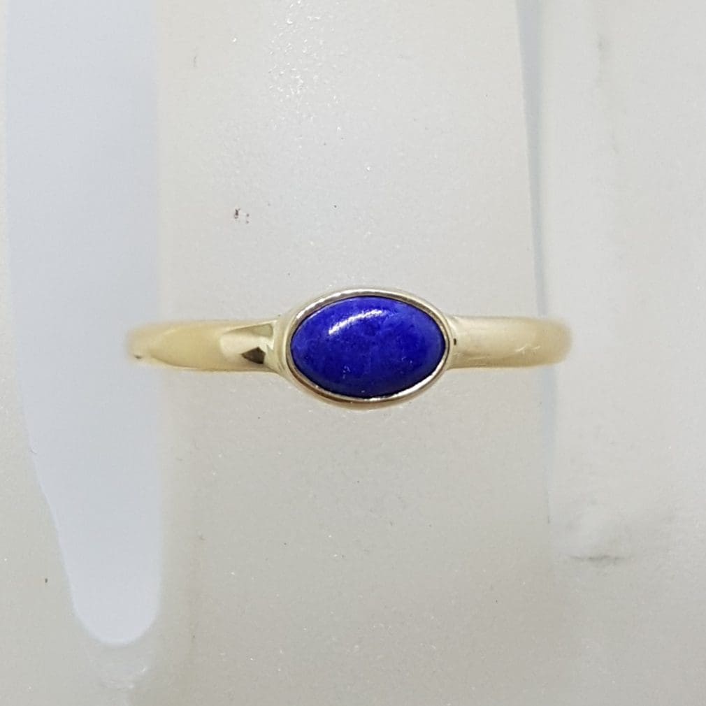 9ct Yellow Gold Bezel Set Oval Lapis Lazuli Ring
