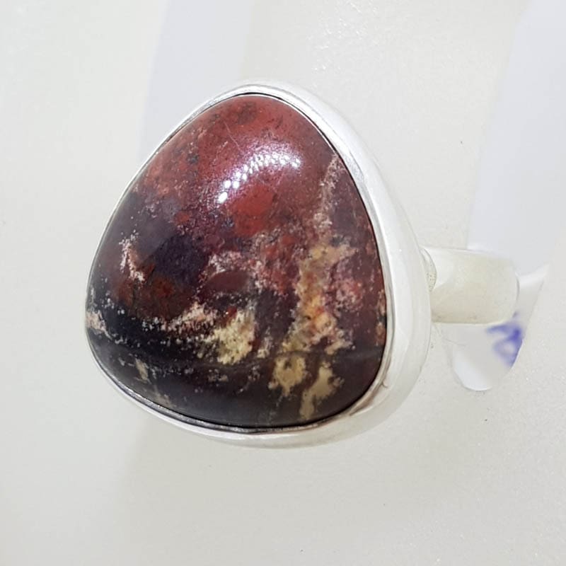 Sterling Silver Triangular Shape Jasper Ring