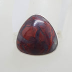 Sterling Silver Triangular Shape Red Jasper Ring