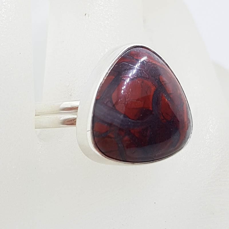 Sterling Silver Triangular Shape Red Jasper Ring