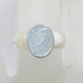 Sterling Silver Oval Bezel Set Cabochon Cut Aquamarine Ring