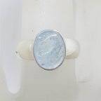 Sterling Silver Oval Bezel Set Cabochon Cut Aquamarine Ring