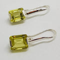 Sterling Silver Rectangular Lemon Citrine Long Drop Earrings