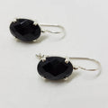 Sterling Silver Oval Faceted Onyx Claw Set Drop Earrings