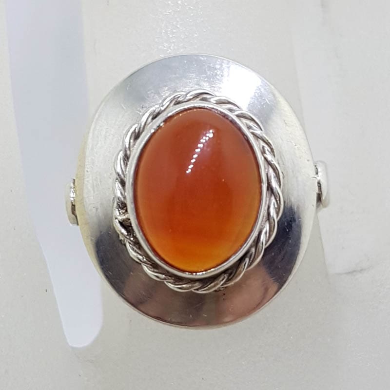 Sterling Silver Vintage Oval Carnelian Ring