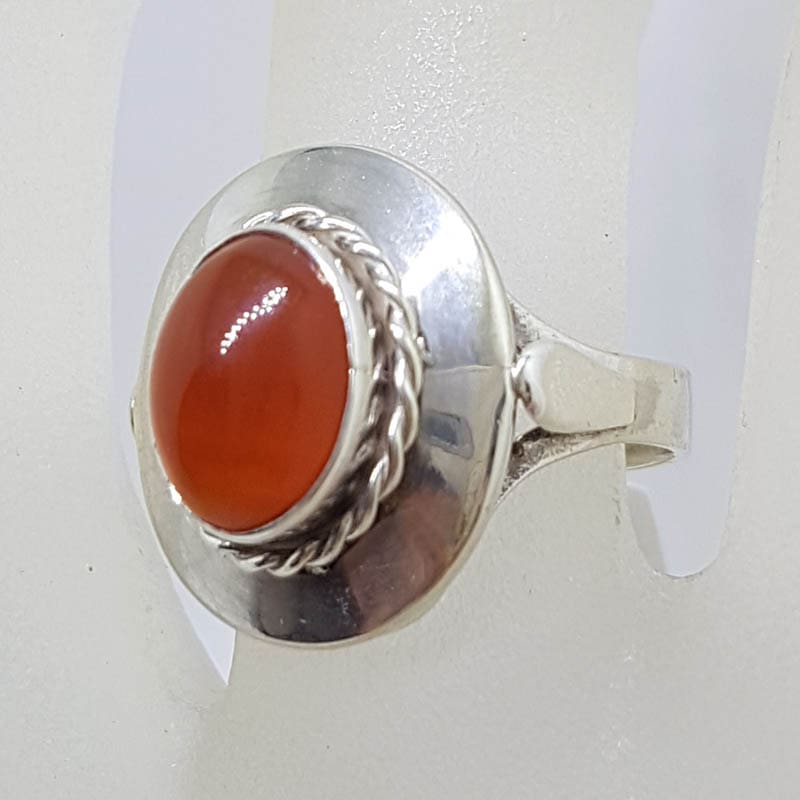 Sterling Silver Vintage Oval Carnelian Ring