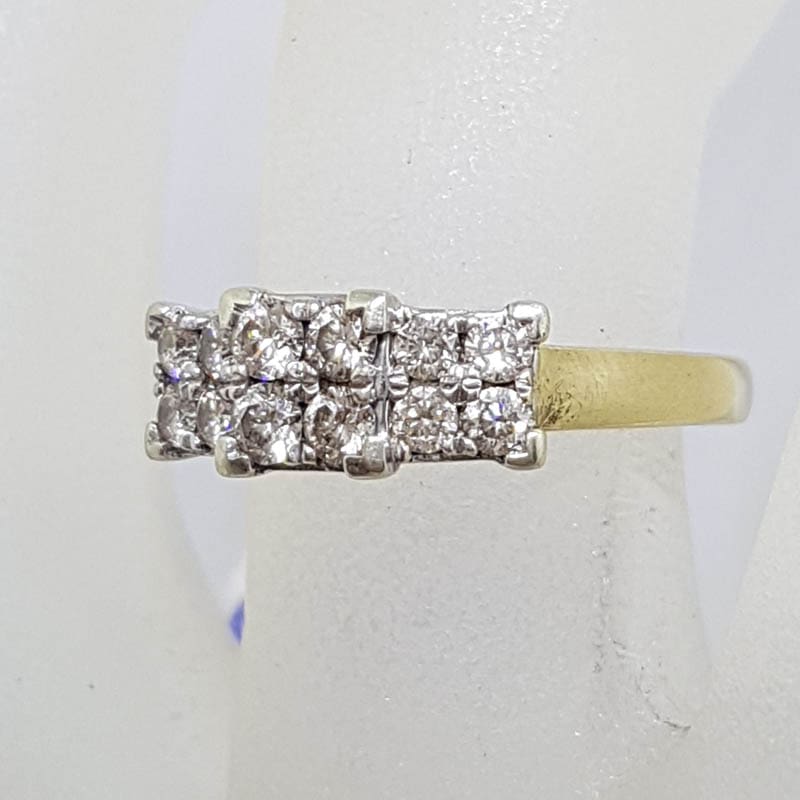 9ct Yellow Gold Claw Set 12 Square Diamond Cluster Engagement  / Dress Ring