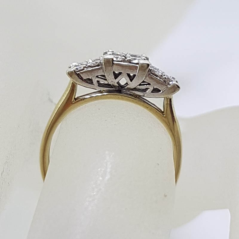 9ct Yellow Gold Claw Set 12 Square Diamond Cluster Engagement  / Dress Ring