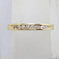 9ct Yellow Gold 8 Diamond Channel Set Wedding / Eternity / Stackable Ring