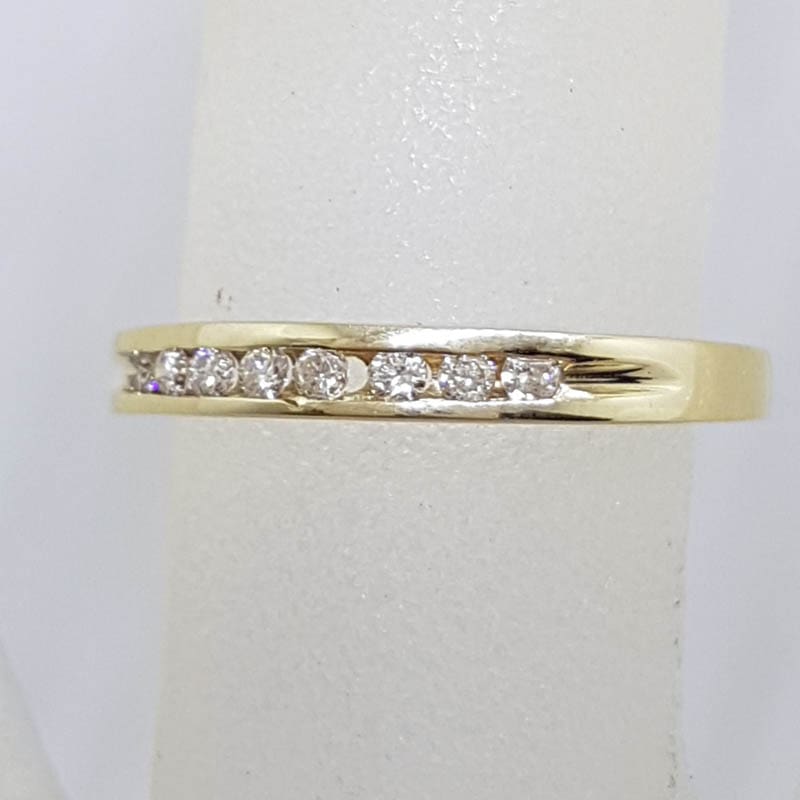9ct Yellow Gold 8 Diamond Channel Set Wedding / Eternity / Stackable Ring