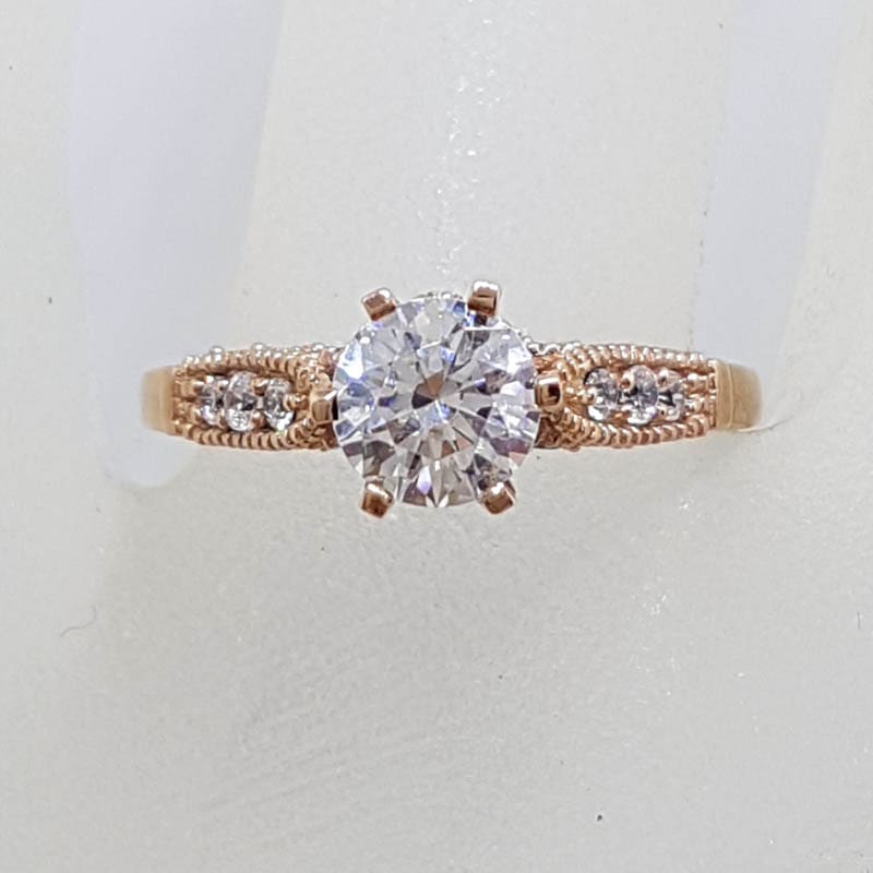 9ct Rose Gold Cubic Zirconia Ornate Ring