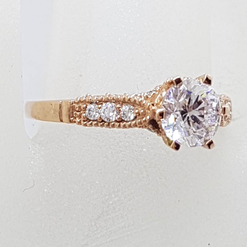9ct Rose Gold Cubic Zirconia Ornate Ring