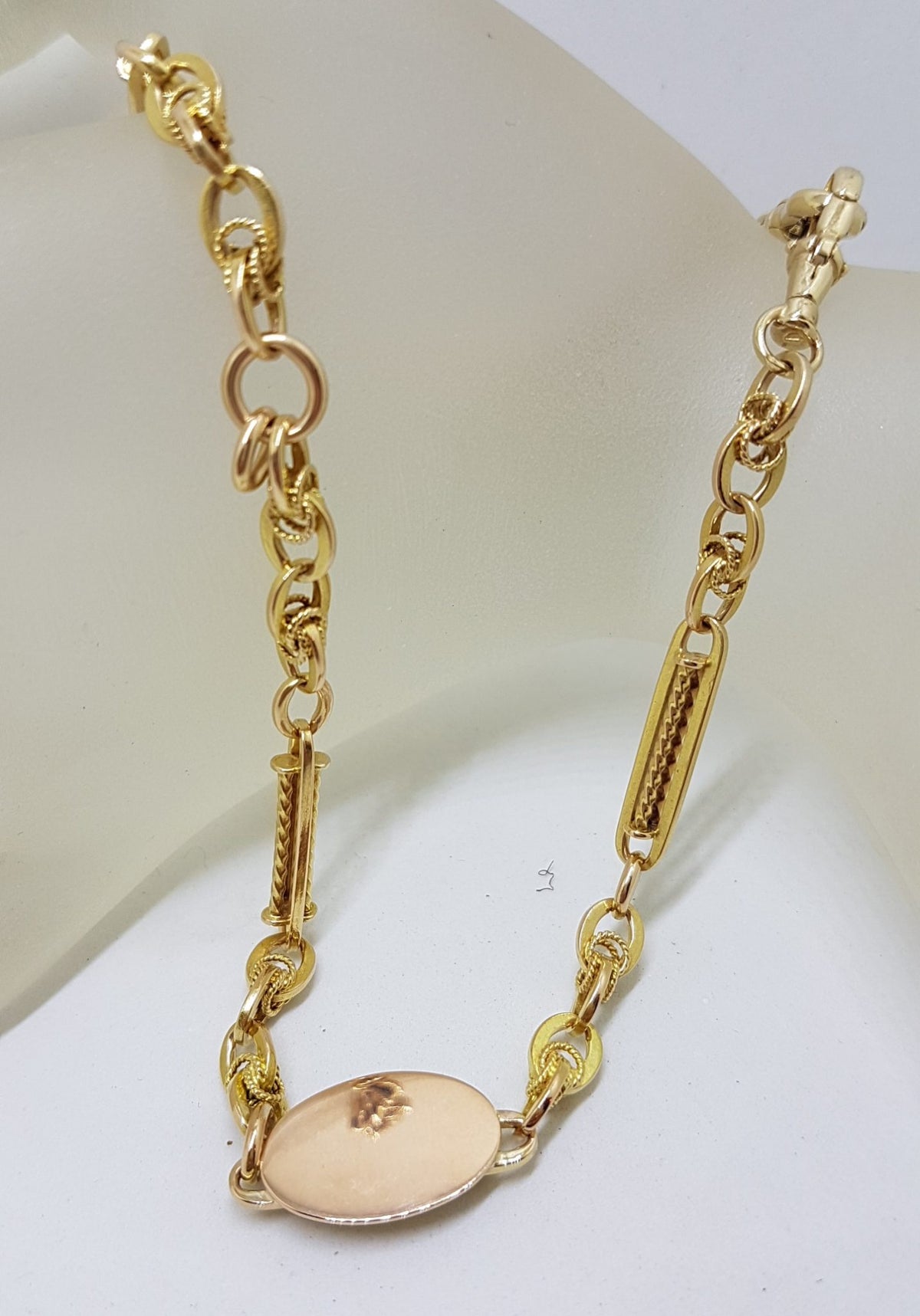 15ct and 9ct Yellow Gold Heavy and Ornate Fob Chain / Necklace - Antique / Vintage