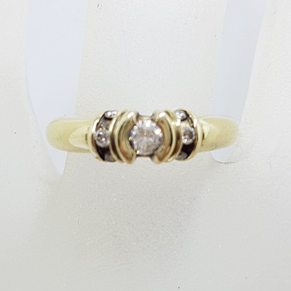 9ct Yellow Gold Diamond Bezel Set and Channel Set Diamond Ring