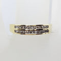 9ct Yellow Gold 2 Rows of Channel Set  Diamond Ring