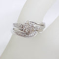 9ct White Gold Diamond Cluster Engagement Ring and Wedding Ring Set