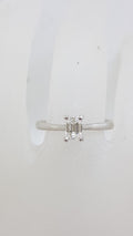 9ct White Gold Claw Set Rectangular Baguette Diamond Solitaire Engagement Ring