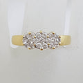 18ct Yellow Gold Diamond 3 Flower / Daisy Clusters Ring