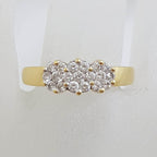 18ct Yellow Gold Diamond 3 Flower / Daisy Clusters Ring