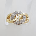 10ct Yellow Gold Diamond Interwoven Rings / Circles / Knots Ring