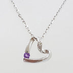 9ct White Gold Amethyst Heart Pendant on Gold Chain