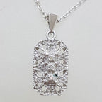9ct White Gold Rectangular Ornate Diamond Pendant on Gold Chain