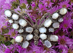 Sterling Silver Marcasite and Mother of Pearl Large Butterfly Brooch