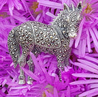 Sterling Silver Marcasite Large 3D Horse Brooch