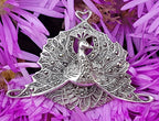 Sterling Silver Marcasite Large Peacock Bird Brooch