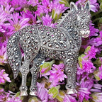 Sterling Silver Marcasite Large 3D Horse Brooch