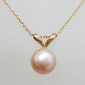 9ct Yellow Gold Pink Pearl Pendant on Gold Chain