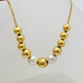 9ct Yellow Gold Pearl and Ball Necklace / Chain