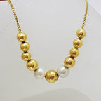 9ct Yellow Gold Pearl and Ball Necklace / Chain