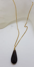 9ct Yellow Gold Teardrop Smokey Quartz Pendant on Gold Chain