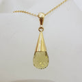 9ct Yellow Gold Teardrop Cone Shape Citrine Pendant on Gold Chain