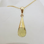 9ct Yellow Gold Teardrop Cone Shape Citrine Pendant on Gold Chain